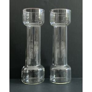 Pyrex Corning NY Floating Uncandle Clear Glass Candle Holders USA Set of 2